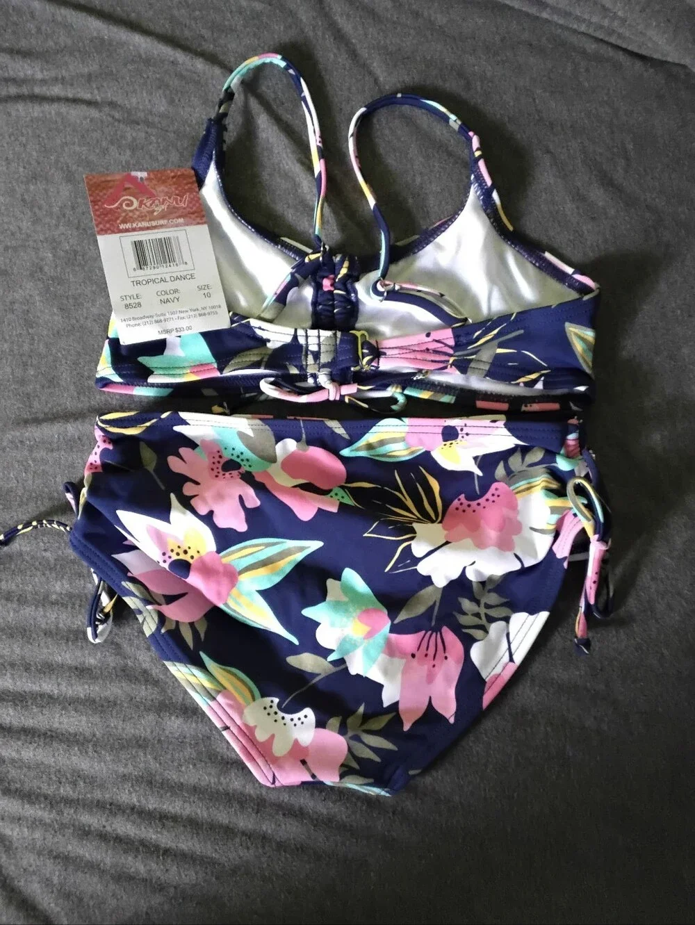 Kanu Surf Girls Size 10 Tropical Floral 2 Piece Bikini Swimsuit NWT